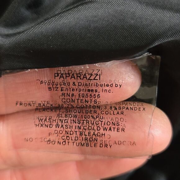 PAPARAZZI BY BIZ JEAN JACKET WITH BLACK FAUX LEATHER TRIM, SIZE MEDIUM - Picture 11 of 13